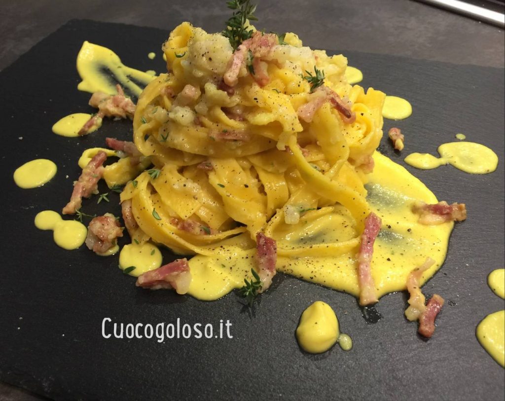 1B2DB327-B2AF-4674-8AEB-1B551B785190-1024x813 Tagliatelle senza glutine con Pancetta Affumicata e Cavolfiori