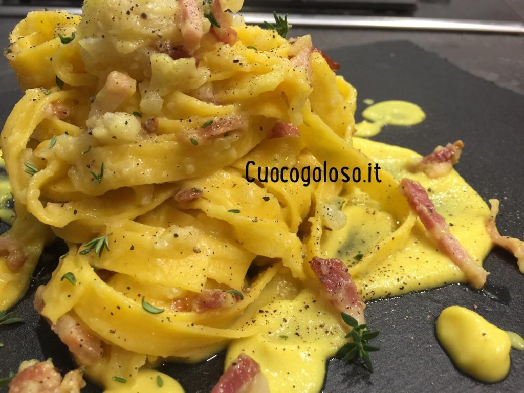 B19CA8E2-957F-4FBE-94B5-05C2761D6D16-1024x768 Tagliatelle senza glutine con Pancetta Affumicata e Cavolfiori