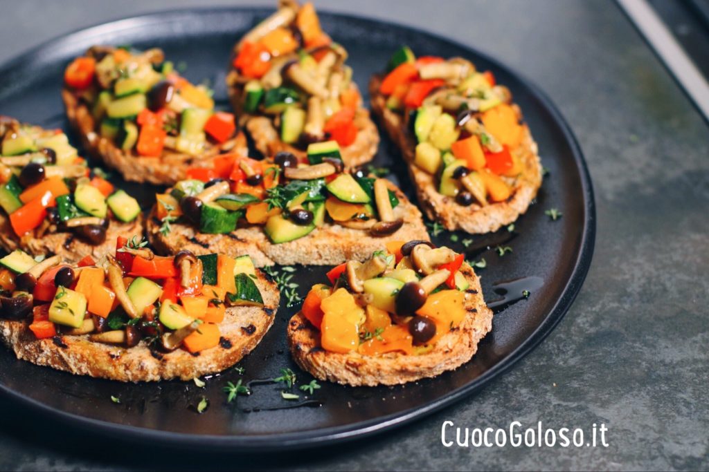 B59781D2-1613-4CF4-9D59-F590874C28B8-1024x683 Bruschette con Verdure saltate profumate al Timo