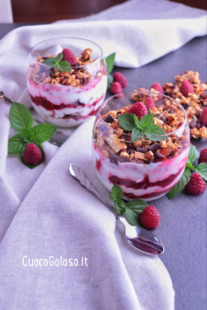 7373FBA7-A679-417C-B34E-273495512480-683x1024 Coppa con Crema di Yogurt, Lamponi pestati e Granola